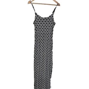 Jolie & Joy Dress Womens Black white geo Sleeveless‎ Maxi Stretch 90s style